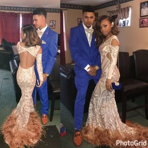 Rose Gold Feather Sequins Gown (1 AVAIL.)